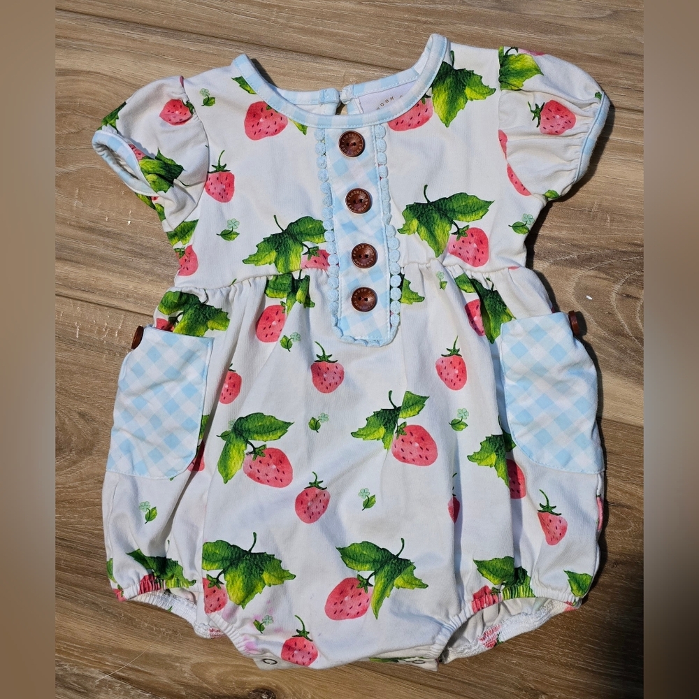 Strawberry Print Baby Romper